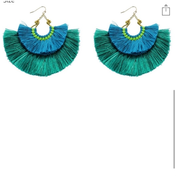 Panacea Blue Green Layered Fan Drop Earrings NWT - Picture 7 of 7